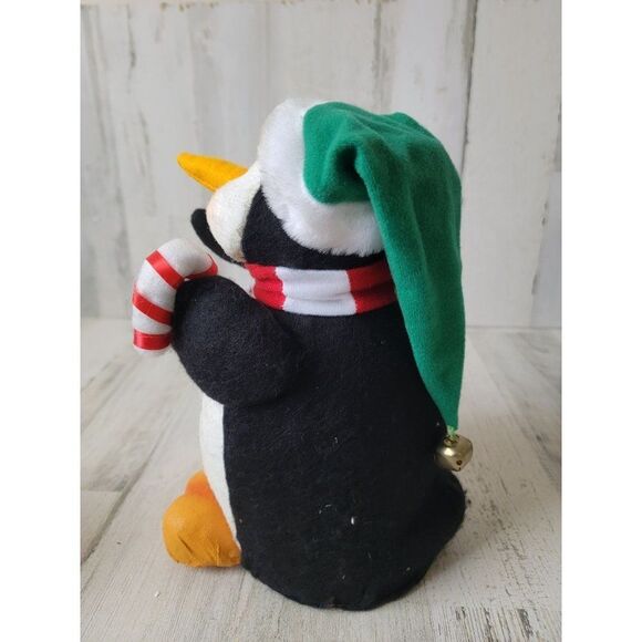 Felt penguin candy cane green hat Bell Xmas decor - Picture 4 of 5